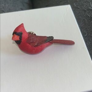 Vintage Red Cardinal Bird Pin - Decorative Enamel Lapel Pin